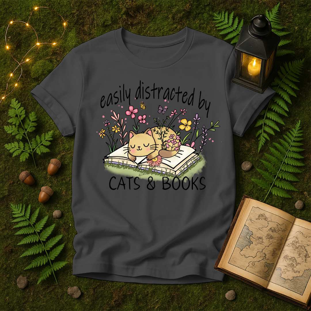 643 - EASILY DISTRACTED BY CATS & BOOKS