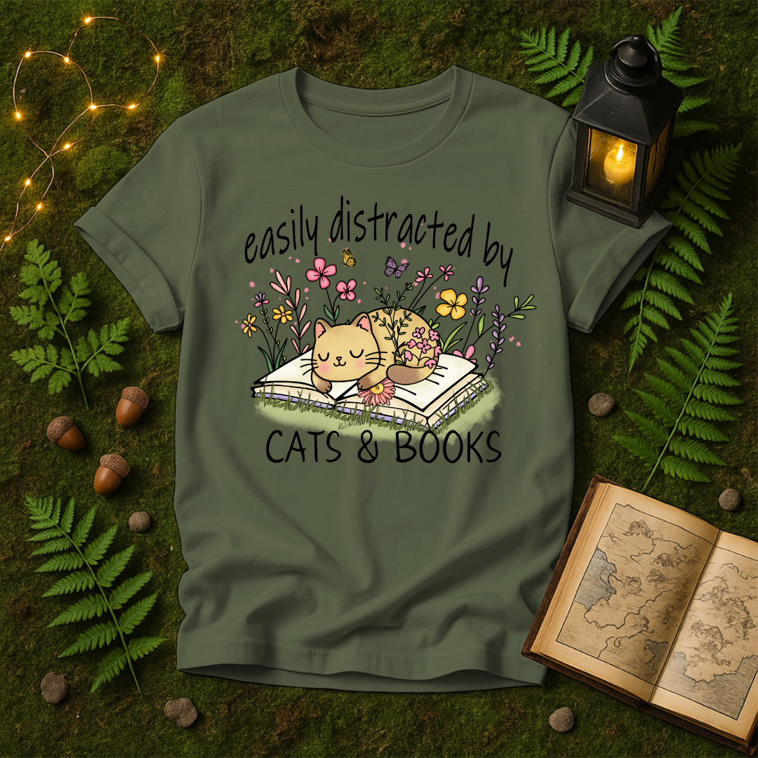 643 - EASILY DISTRACTED BY CATS & BOOKS