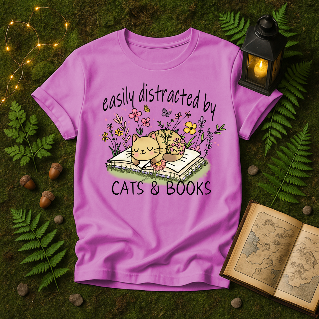 643 - EASILY DISTRACTED BY CATS & BOOKS