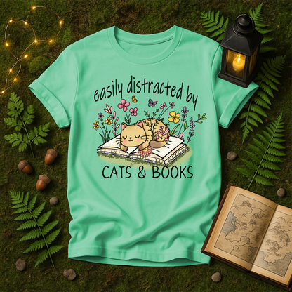 643 - EASILY DISTRACTED BY CATS & BOOKS