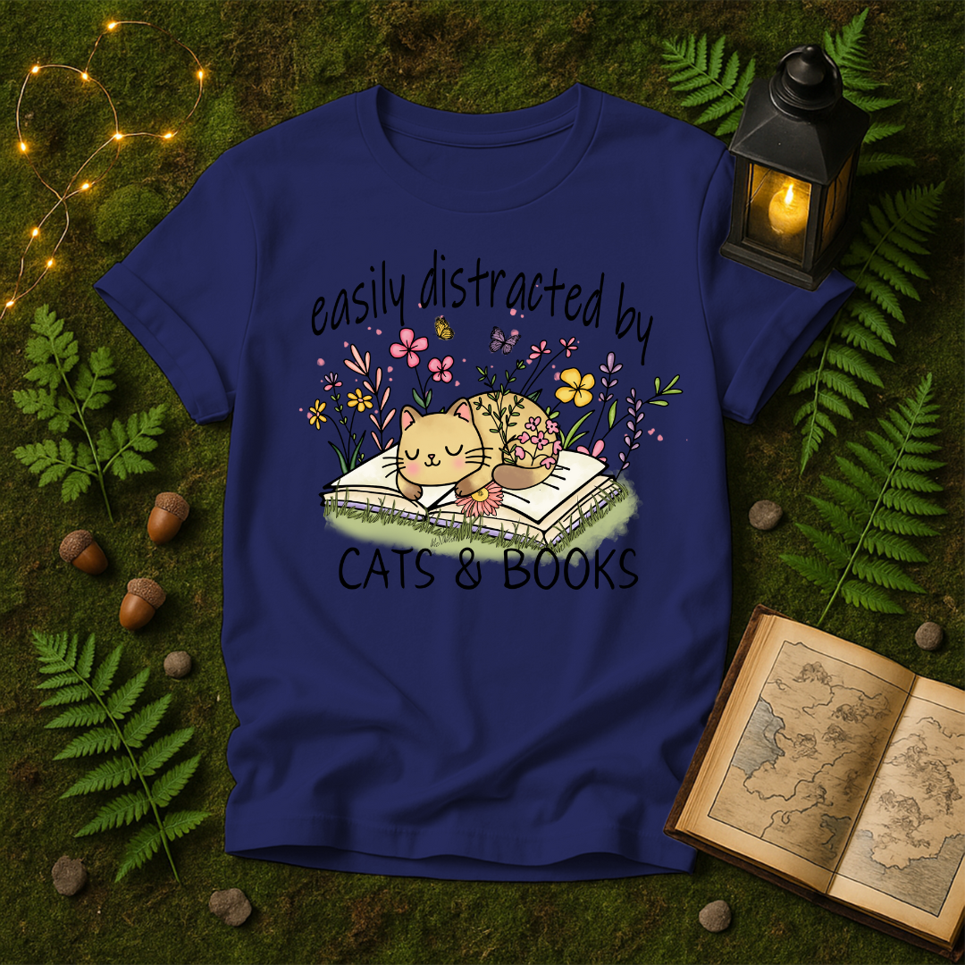 643 - EASILY DISTRACTED BY CATS & BOOKS