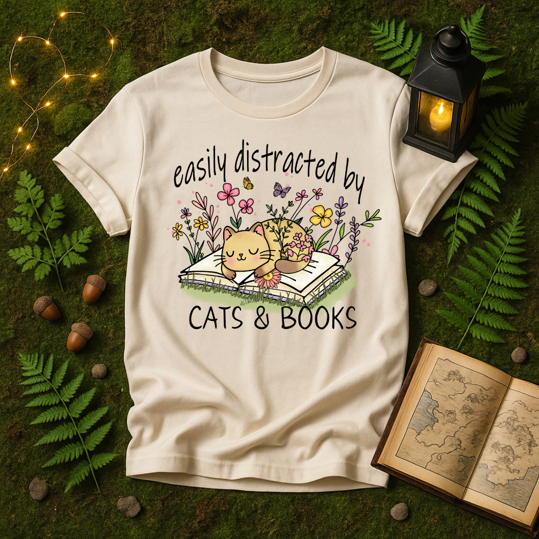 643 - EASILY DISTRACTED BY CATS & BOOKS